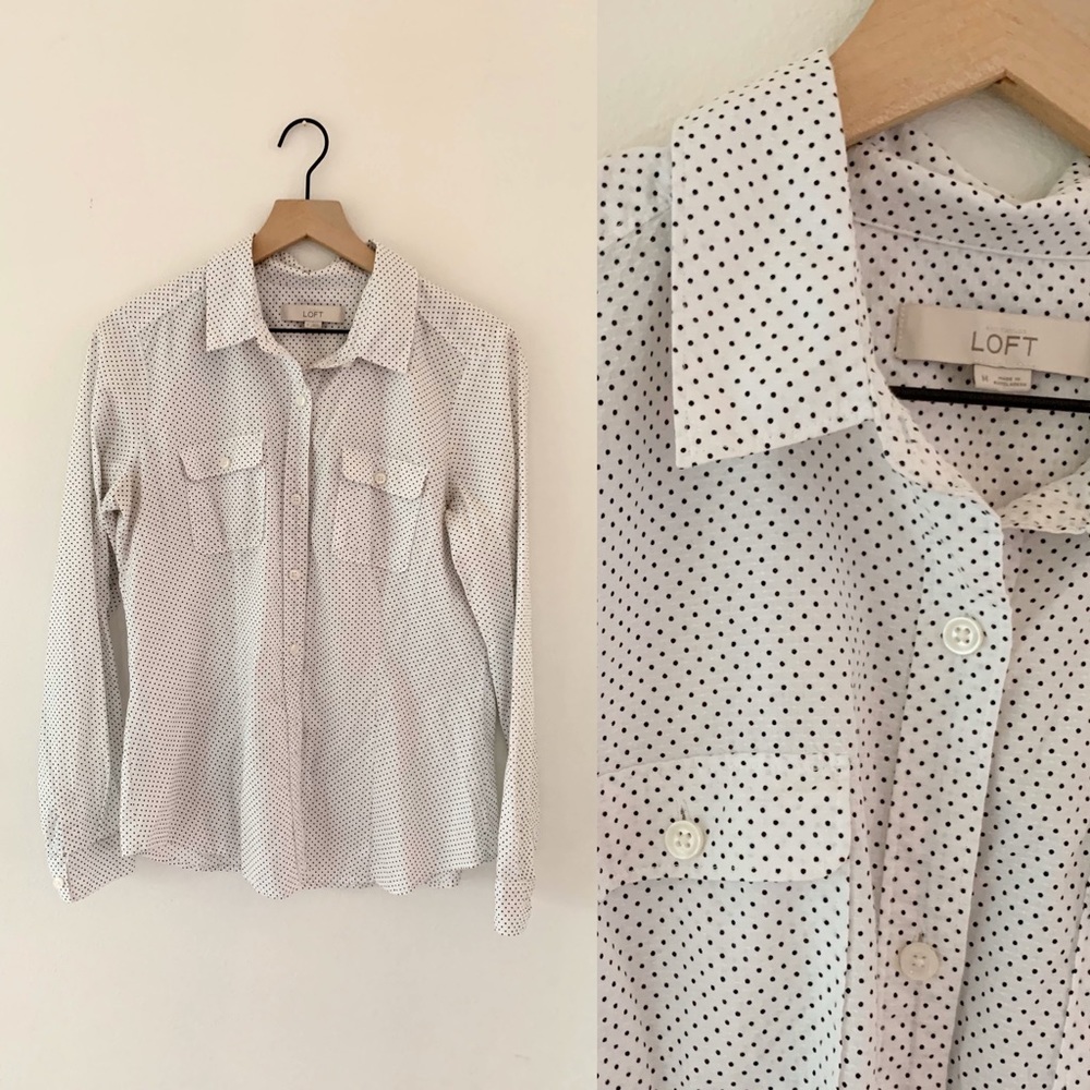 LOFT POLKA DOT BUTTON UP
